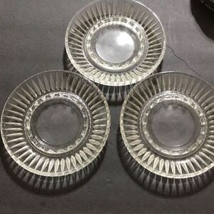 Set of three vintage, clear, glass trinket bowl
